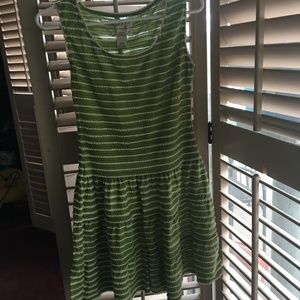 Green and white spring dress